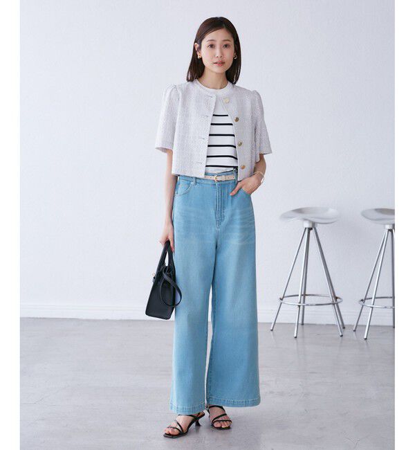 Rope&rsquo;Picnic「【ウエスト革命デニム】ウエストシェイプデニムワイドパンツ」|デニム|