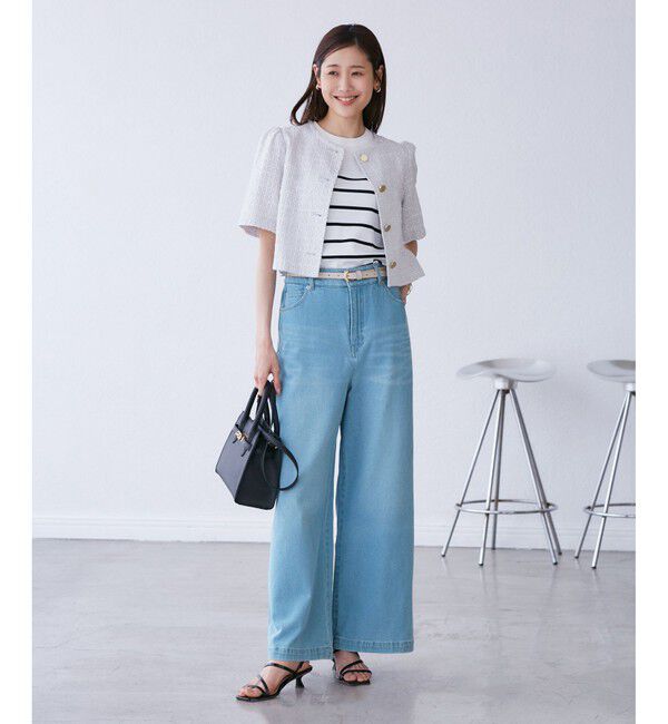 Rope&rsquo;Picnic「【ウエスト革命デニム】ウエストシェイプデニムワイドパンツ」|デニム|