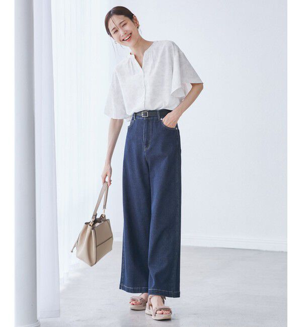 Rope&rsquo;Picnic「【ウエスト革命デニム】ウエストシェイプデニムワイドパンツ」|デニム|