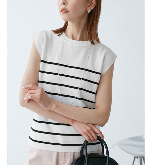 Rope&rsquo;Picnic「【UVカット・接触冷感・イージーケア】八方映えニット ゼロスリーブニットプルオーバー」|ニット・セーター|