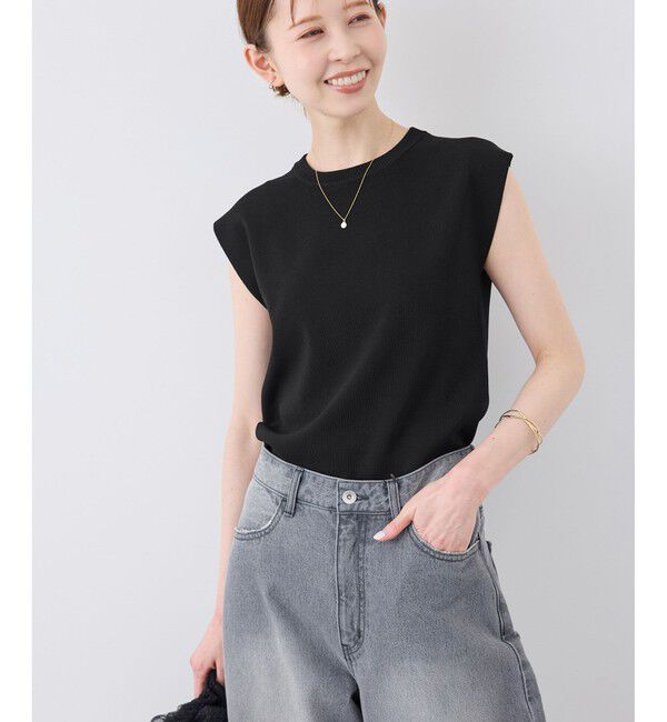 Rope&rsquo;Picnic「【UVカット・接触冷感・イージーケア】八方映えニット ゼロスリーブニットプルオーバー」|ニット・セーター|