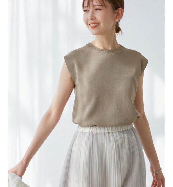 Rope&rsquo;Picnic「【UVカット・接触冷感・イージーケア】八方映えニット ゼロスリーブニットプルオーバー」|ニット・セーター|