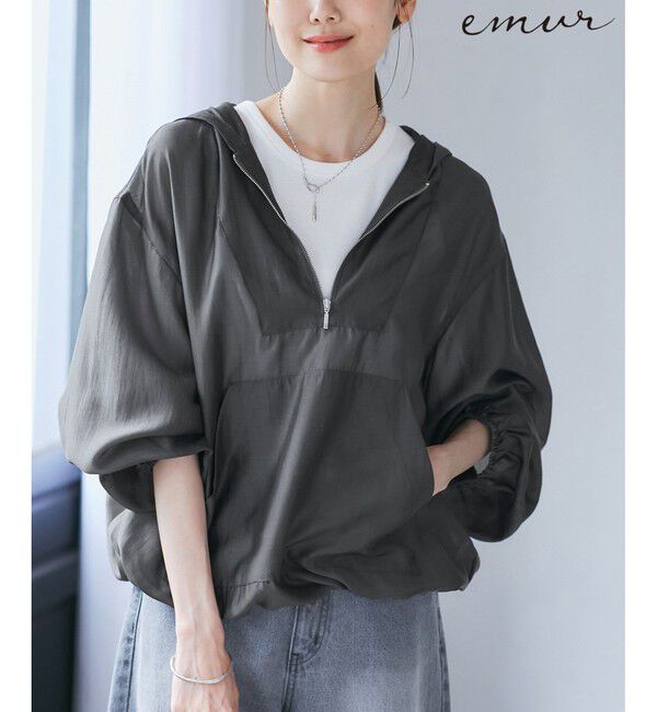 Rope&rsquo;Picnic「【emur/エミュール】エアリーローンアノラックパーカー」|ブルゾン・スタジャン|チャコール(06)