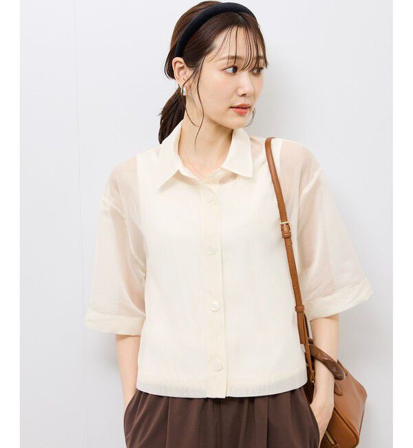 Rope&rsquo;Picnic「【接触冷感】ハーフスリーブシアーシャツ」|シャツ・ブラウス|