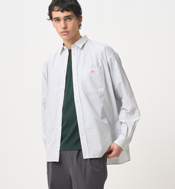 DANTON「DANTON | コットンタイプライター 長袖ワークシャツ MEN」|シャツ・ブラウス|WHITE系1
