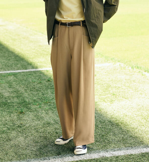 GYMPHLEX「Gymphlex | タック ワイドイージーパンツ MEN」|チノ|BEIGE