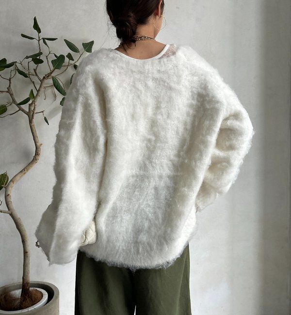  「ブラッシュ加工シルバーボタンカーディガン」|カーディガン|