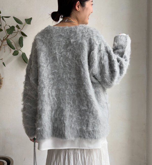  「ブラッシュ加工シルバーボタンカーディガン」|カーディガン|