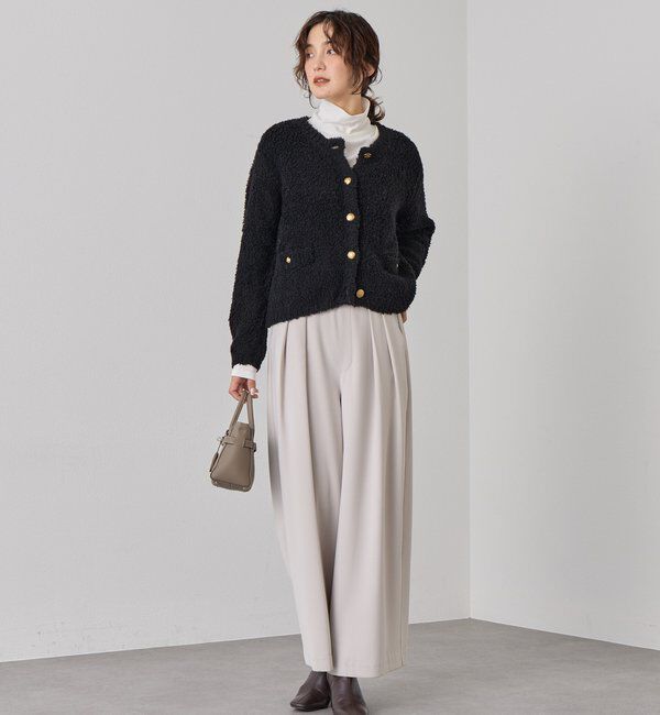  「【ウォッシャブル】【シーズンレスで使える】タックワイドスラックス」|チノ|