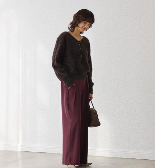  「【ウォッシャブル】【シーズンレスで使える】タックワイドスラックス」|チノ|