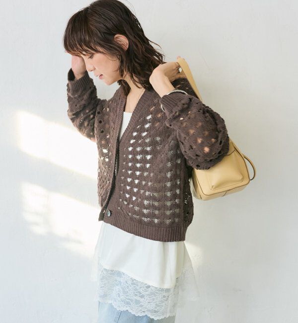 「予約【夏まで使える】透かし編みカーディガン」|カーディガン|