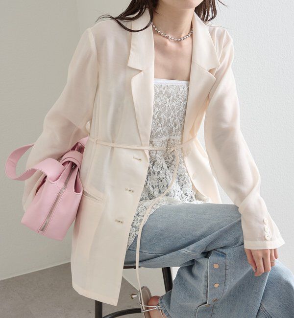  「ベルト付きシアージャケット」|その他|アイボリー