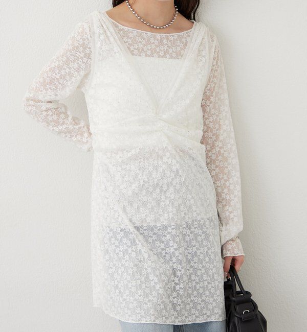  「シャイニーレースタンクワンピ」|Tシャツ・カットソー|