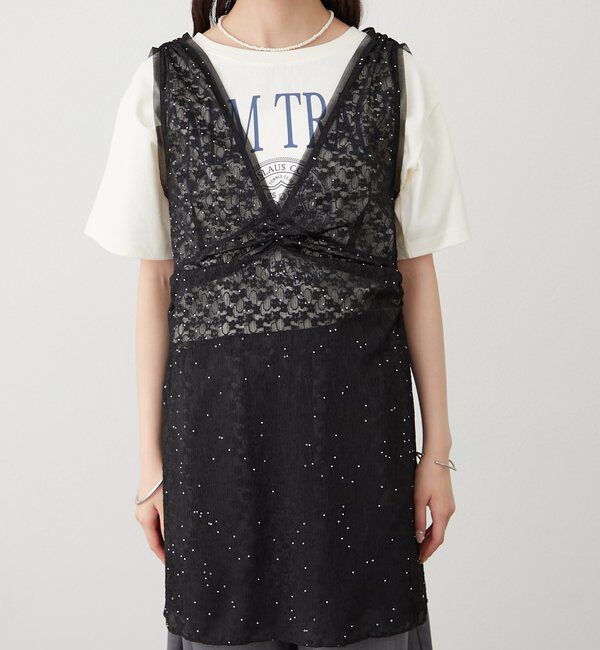  「シャイニーレースタンクワンピ」|Tシャツ・カットソー|