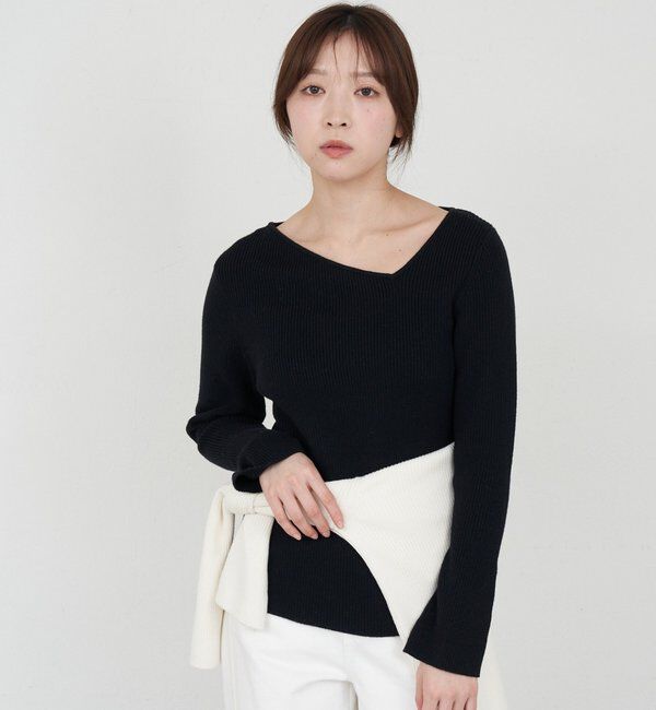  「【4色展開】アシンメトリーリブニット」|ニット・セーター|