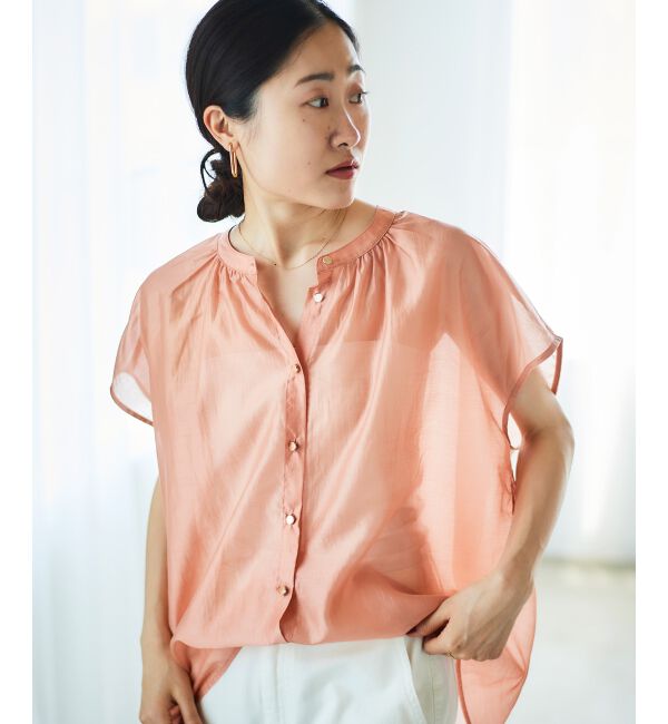 le.coeur blanc「《手洗い可能》シアーギャザー2WAYブラウス」|シャツ・ブラウス|