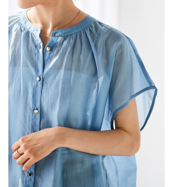 le.coeur blanc「《手洗い可能》シアーギャザー2WAYブラウス」|シャツ・ブラウス|