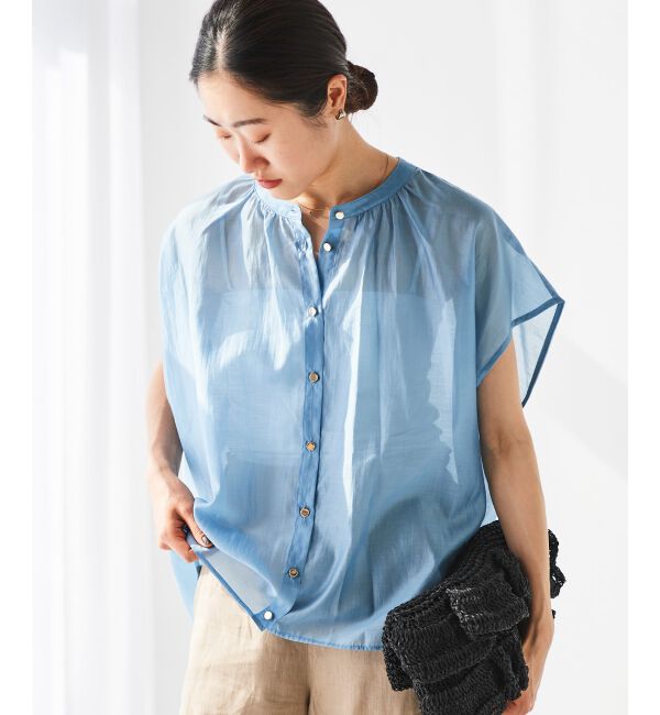 le.coeur blanc「《手洗い可能》シアーギャザー2WAYブラウス」|シャツ・ブラウス|