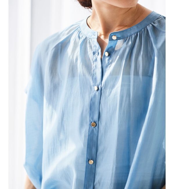 le.coeur blanc「《手洗い可能》シアーギャザー2WAYブラウス」|シャツ・ブラウス|