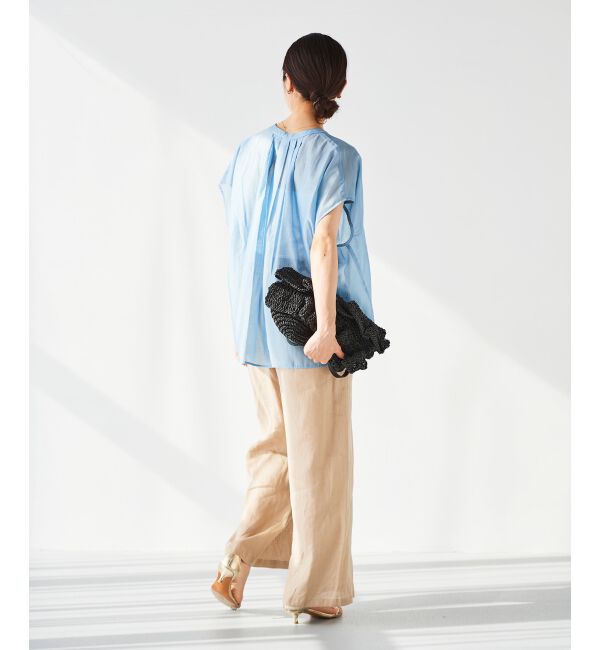 le.coeur blanc「《手洗い可能》シアーギャザー2WAYブラウス」|シャツ・ブラウス|