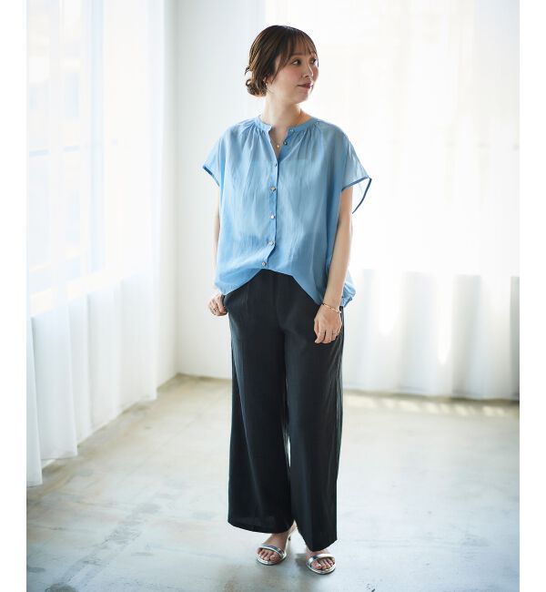 le.coeur blanc「《手洗い可能》シアーギャザー2WAYブラウス」|シャツ・ブラウス|