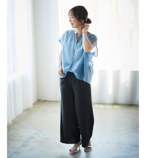 le.coeur blanc「《手洗い可能》シアーギャザー2WAYブラウス」|シャツ・ブラウス|