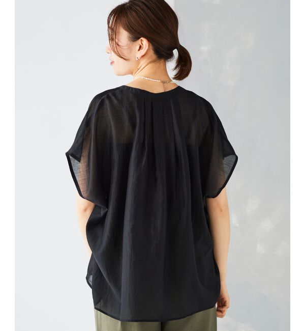 le.coeur blanc「《手洗い可能》シアーギャザー2WAYブラウス」|シャツ・ブラウス|