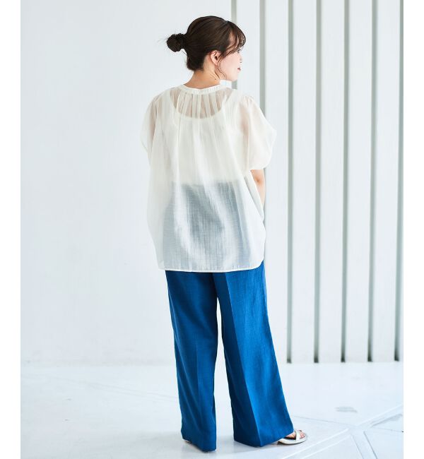 le.coeur blanc「《手洗い可能》シアーギャザー2WAYブラウス」|シャツ・ブラウス|