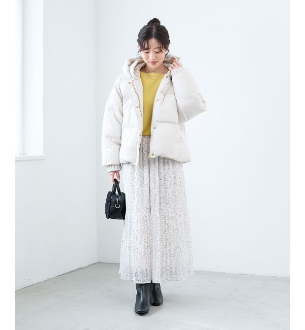  「プリーツレイヤードフードショートダウン」|ダウン|