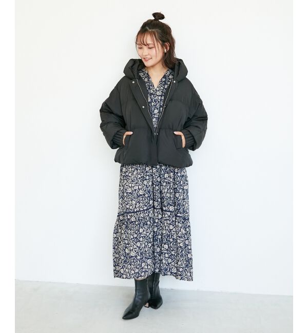  「プリーツレイヤードフードショートダウン」|ダウン|