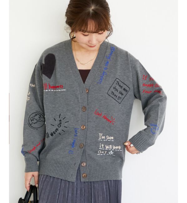  「《手洗い可能》TORRAZZO DONNA エンブロイダリーニットカーデ」|カーディガン|