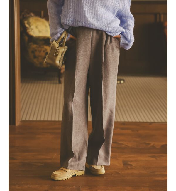  「ツイードライクイージーワイドパンツ」|その他|ブラウン
