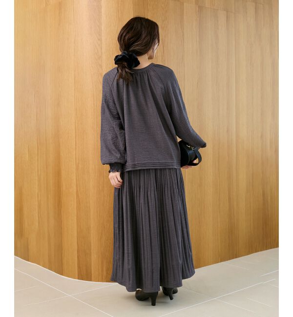  「《手洗い可能》ウールタッチ袖シャーリングブラウス」|シャツ・ブラウス|