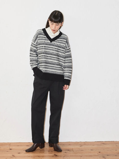  「Vネックジャガードニットプルオーバー」|ニット・セーター|