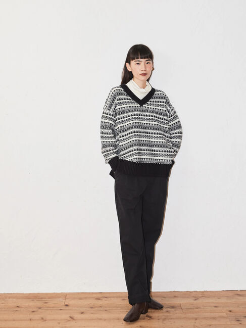  「Vネックジャガードニットプルオーバー」|ニット・セーター|