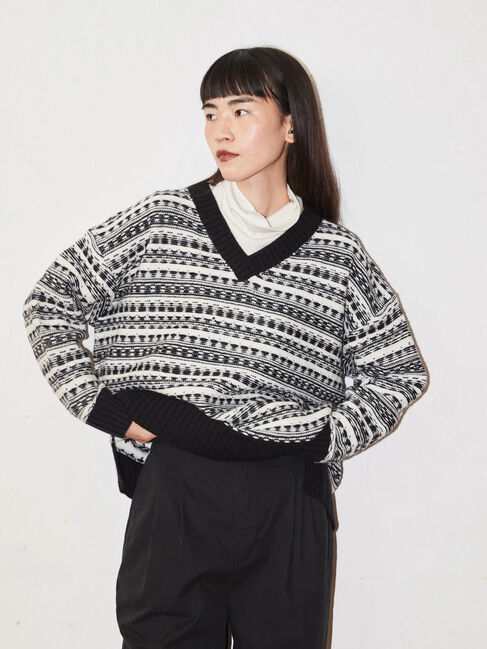  「Vネックジャガードニットプルオーバー」|ニット・セーター|