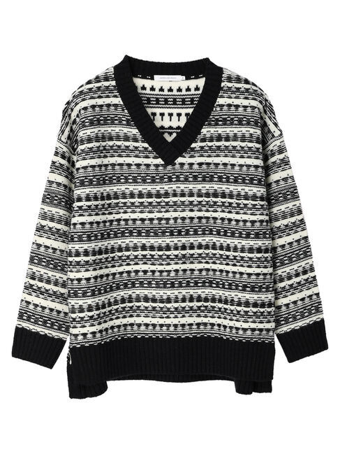  「Vネックジャガードニットプルオーバー」|ニット・セーター|