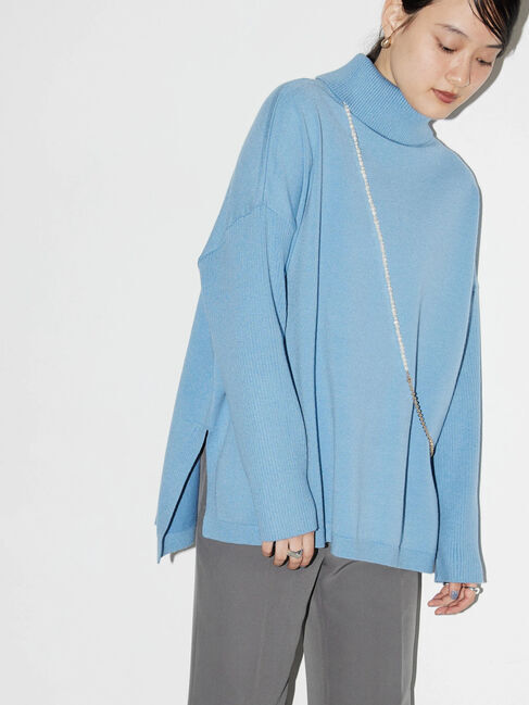  「パチパチしにくいハイネックBIGニットプルオーバー」|ニット・セーター|