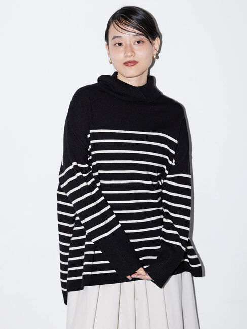  「パチパチしにくいハイネックBIGニットプルオーバー」|ニット・セーター|