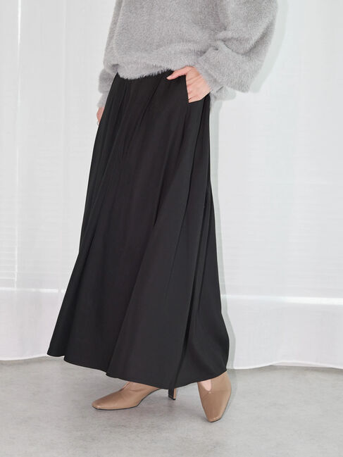  「ウエストタックフレアスカート」|スカート|ブラック