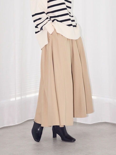 「ウエストタックフレアスカート」|スカート|ベージュ