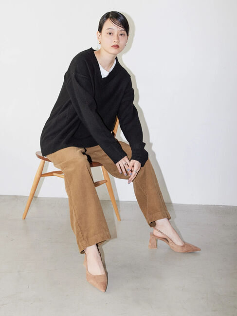  「Vネック前振りコクーンニットプルオーバー」|ニット・セーター|