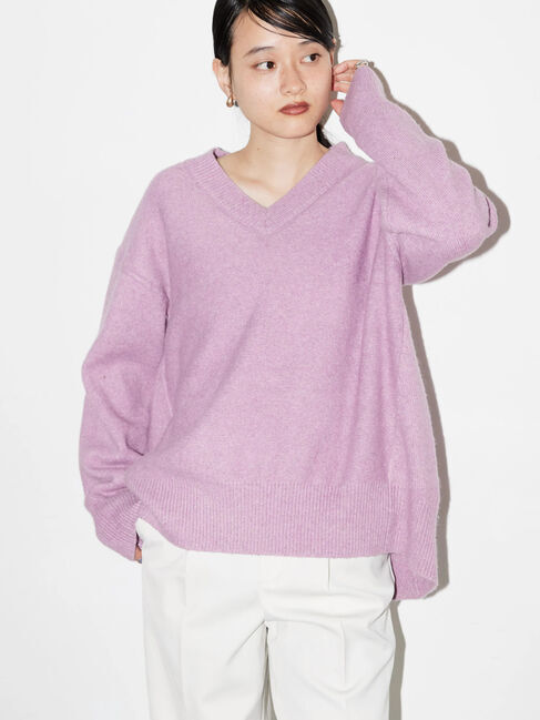  「Vネック前振りコクーンニットプルオーバー」|ニット・セーター|