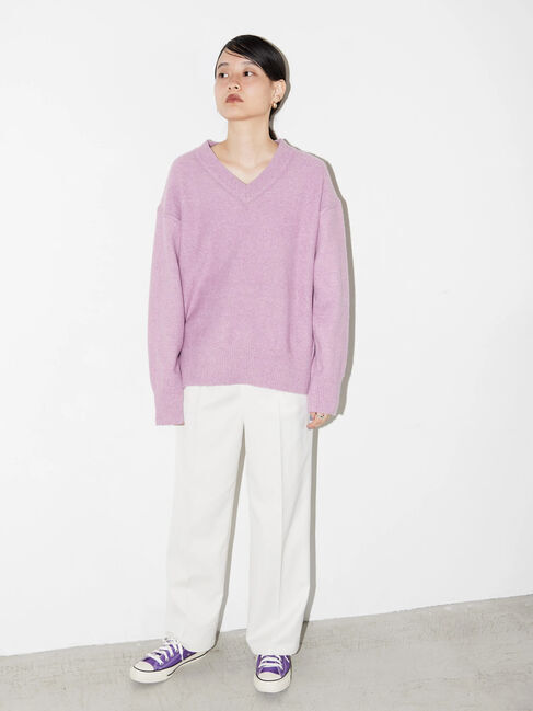  「Vネック前振りコクーンニットプルオーバー」|ニット・セーター|
