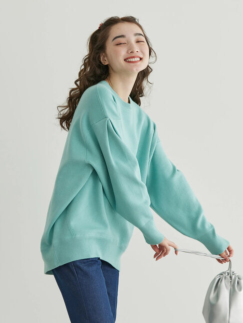 AMERICAN HOLIC「袖タックニットプルオーバー」|ニット・セーター|グリーン