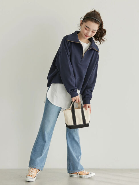  「SET ハーフZIPスウェット+シャツテールプルオーバー」|Tシャツ・カットソー|