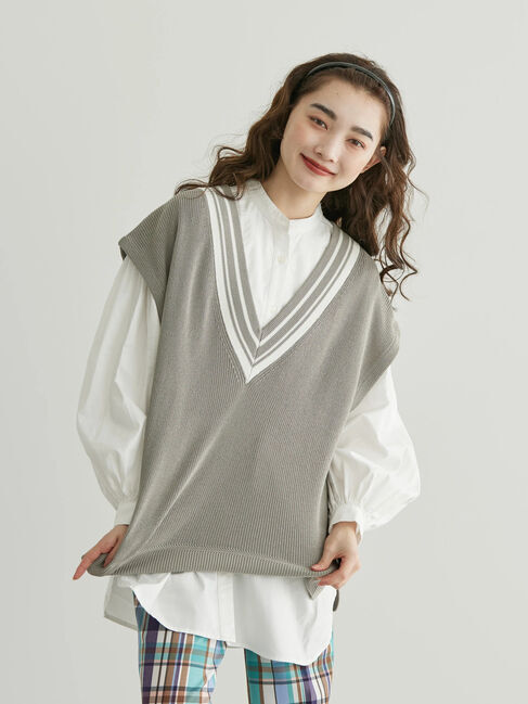 AMERICAN HOLIC「SET　ニットベスト+ボリュームスリーブシャツ」|ニット・セーター|