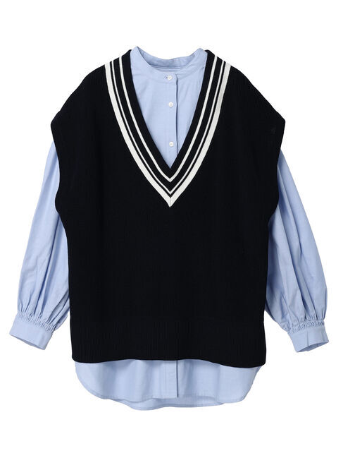 AMERICAN HOLIC「SET　ニットベスト+ボリュームスリーブシャツ」|ニット・セーター|