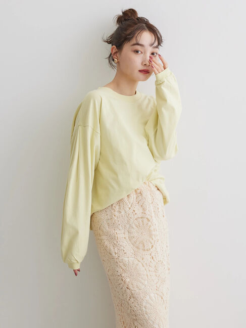 AMERICAN HOLIC「袖タックボリュームスリーブカットプルオーバー」|Tシャツ・カットソー|ライムグリーン