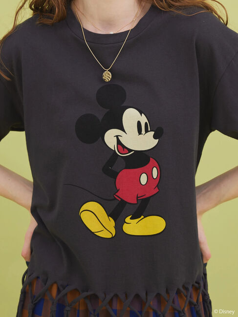  「裾フリンジ半袖カットプルオーバー/Mickey」|Tシャツ・カットソー|